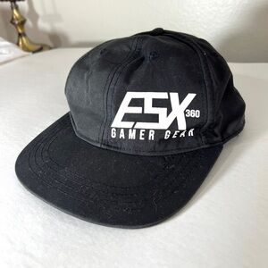 ESX 360 Gamer Gear Baseball Cap Black Hat One Size Snap Adjusts Flat Bill
